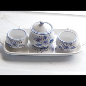 Italian Ceramic Espresso Set Cups, Sugar Dish Tray  Sante Gubbio
